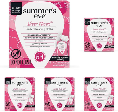 Summer's Eve Amber Nights Feminine Wipes, with Gentle pH-Balanced Formula Designed to Remove Odor, Individually Wrapped Wipes, 12 Count
