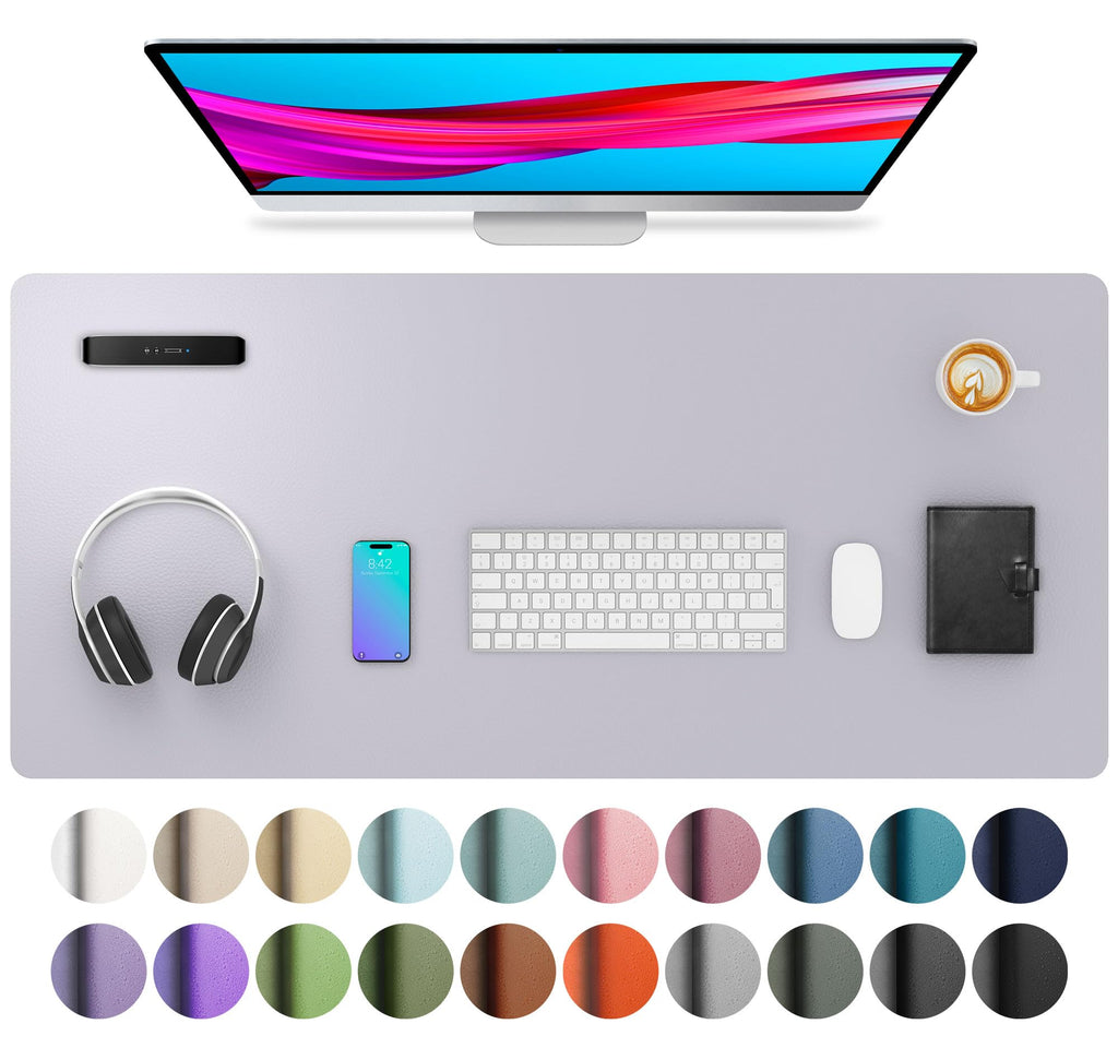 Aothia Non-Slip Waterproof PU Leather Desk Pad Protector for Mouse, Writing Desk, Office, Home, Laptop Blotter, 23.6" x 13.7", Black