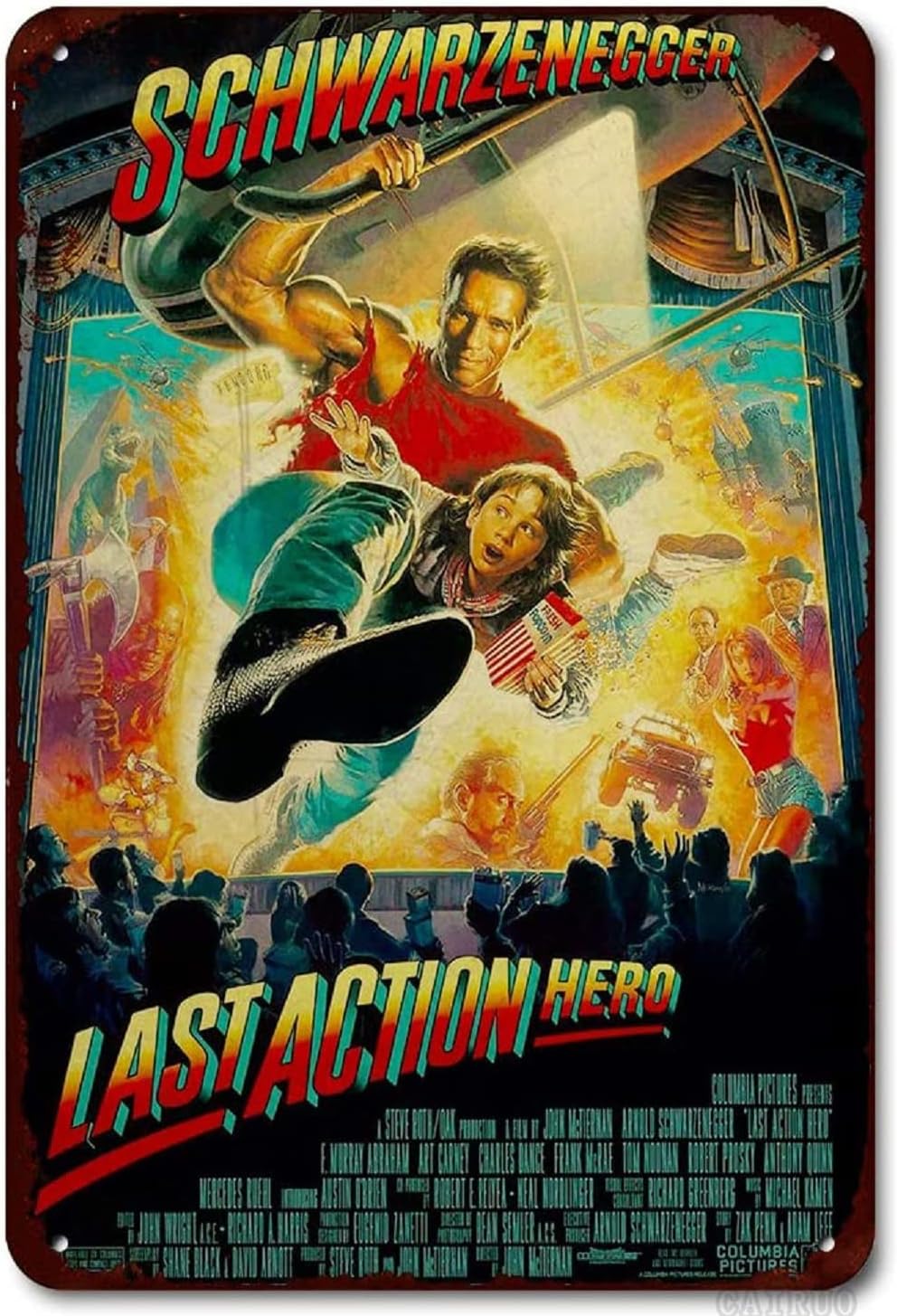 Tin Movie Poster Sign - Last Action Hero Film Movie Vintage Retro Sign - Home Metal Wall Decoration, 12 x 8 Inches