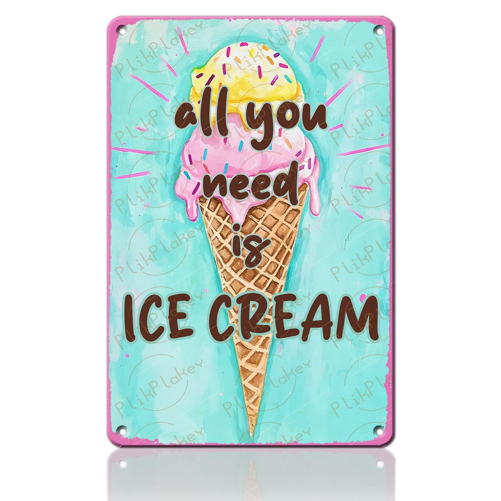 Vintage Metal Tin Sign Ice Cream Retro Sweet Food Diner Wall Decor Kitchen Cafe Bar Club Home Kids Room Living Room Dessert Store Hotel Poster 12x8 Inch
