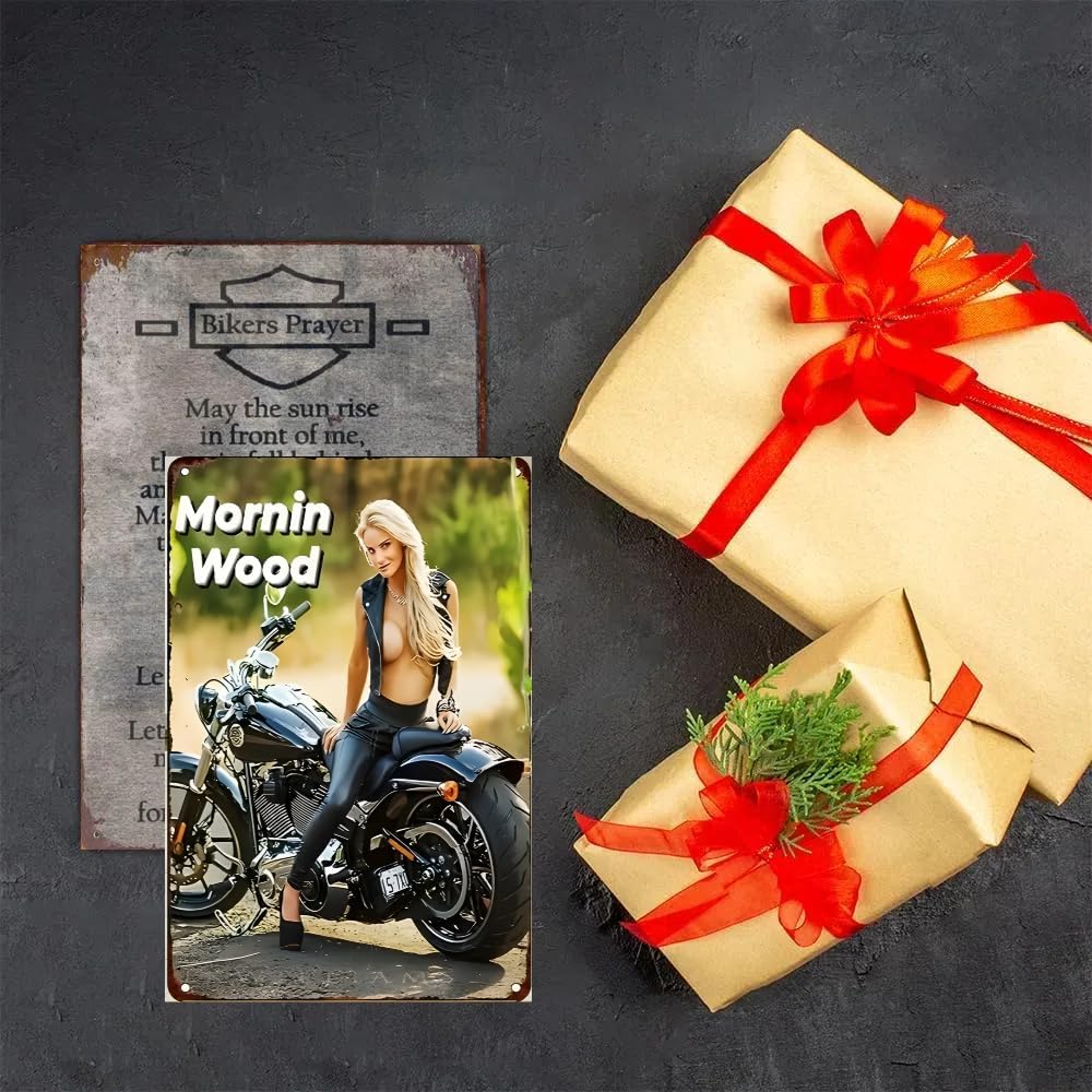 Vintage Motorcycle Metal Tin Sign, Decorative Wall Plaque, 8 x 12 inches, Rustic Design