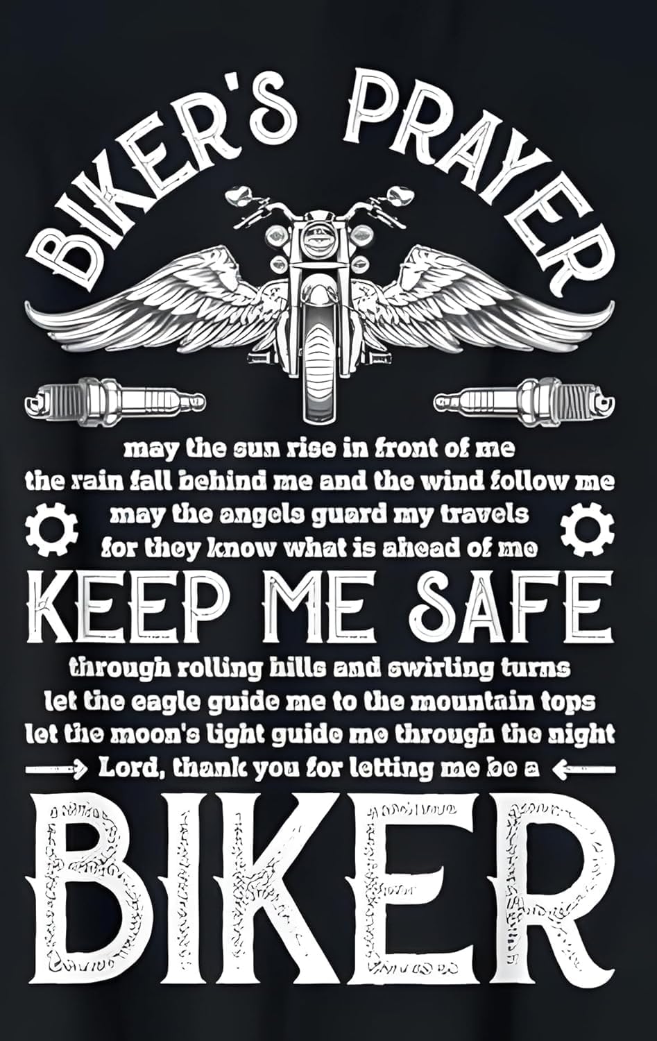 Vintage Biker's Prayer Metal Tin Sign, Rustic Wall Plaque, Black, 8x12 Inch, Home, Bar, and Garage Decor
