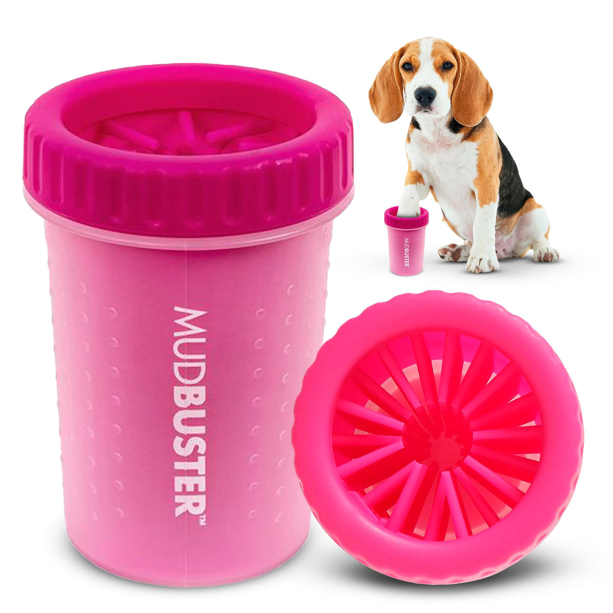 Dexas Pink Medium Dog Paw Cleaner, MudBuster - Premium Quality Pet Supplies and Dog Accessories for Dogs, Easy to Use, Mess Free, BPA Free, Patented Product