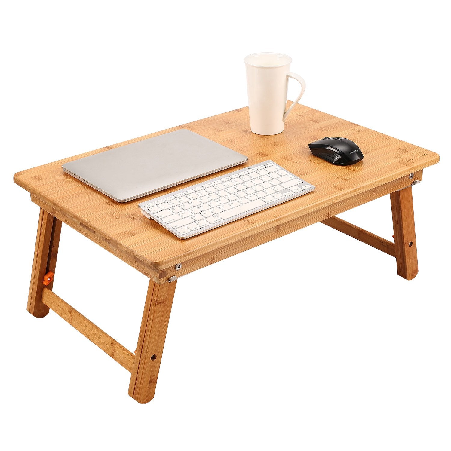 Nnewvante Large Size Floor Desk, Folding Low Coffee Table, No Assembly Required, Adjustable Floor Table for Breakfast Gaming Writing 33.5"x17.7" Black Walnut