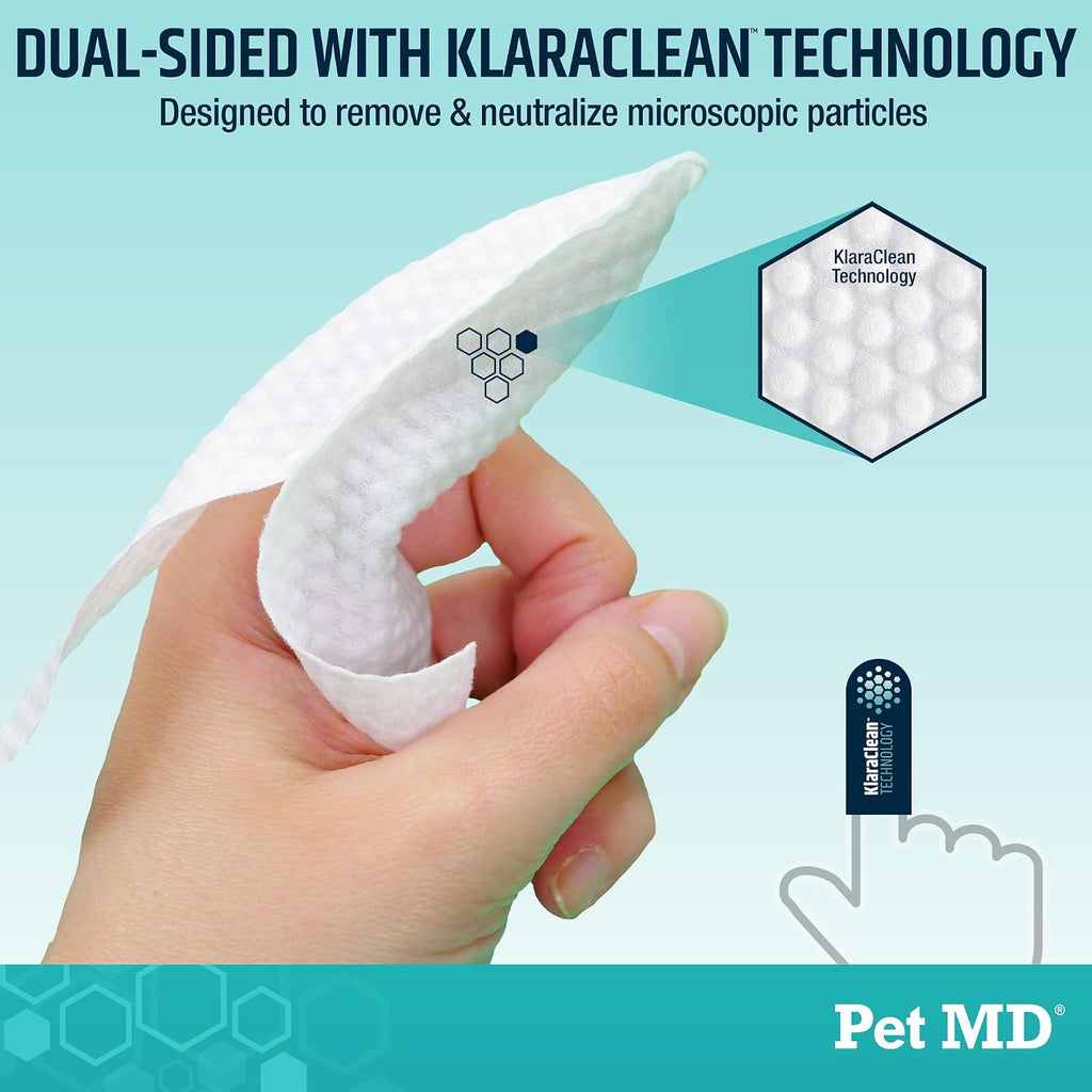 Pet MD Pet Dental Finger Wipes for Dogs - Plaque and Tartar Remover for Dogs to Improve Oral Care - Pet Teeth Cleaning Finger Wipes for Healthy Gums and Fresh Breath - Fresh Apple & Mint, 50ct
