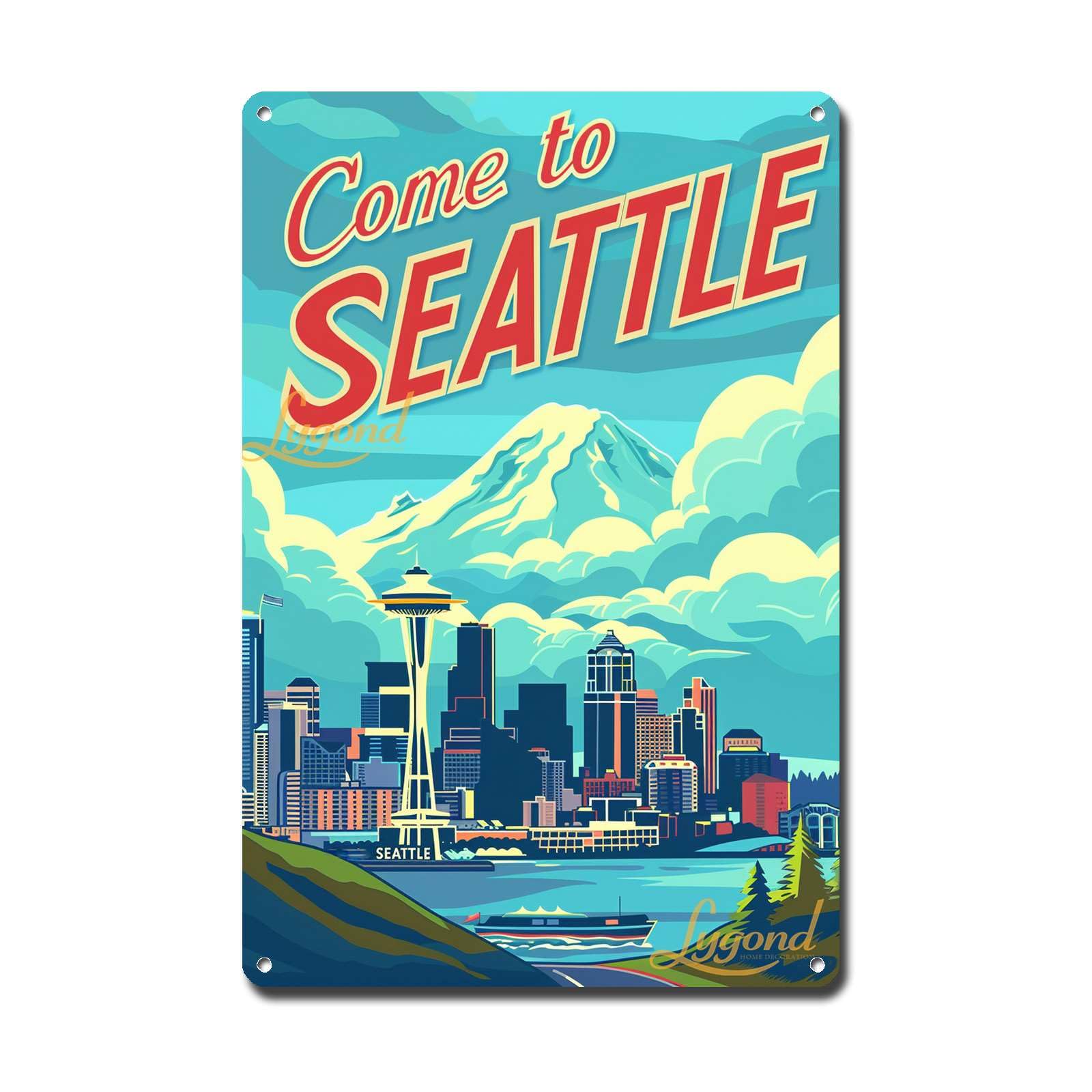 Lygond Metal Sign Tin Sign Vintage Wall Art Come to Chicago Travel Greenhouse Decor for Gift 8×12 Inches