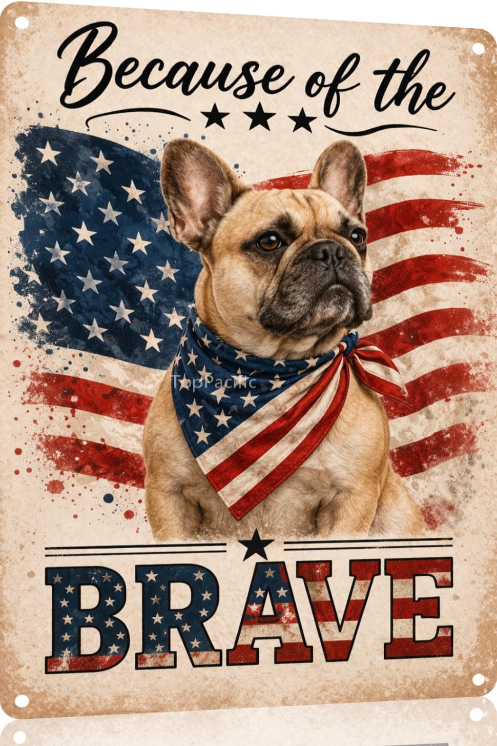Patriotic Brittany-Spaniel Funny Tin Sign 12x8 Inch Vintage Metal Wall 4th of July Independence Day Art Retro Humor for Bathroom Kitchen Bedroom Room Home Gift Decoration(58978)