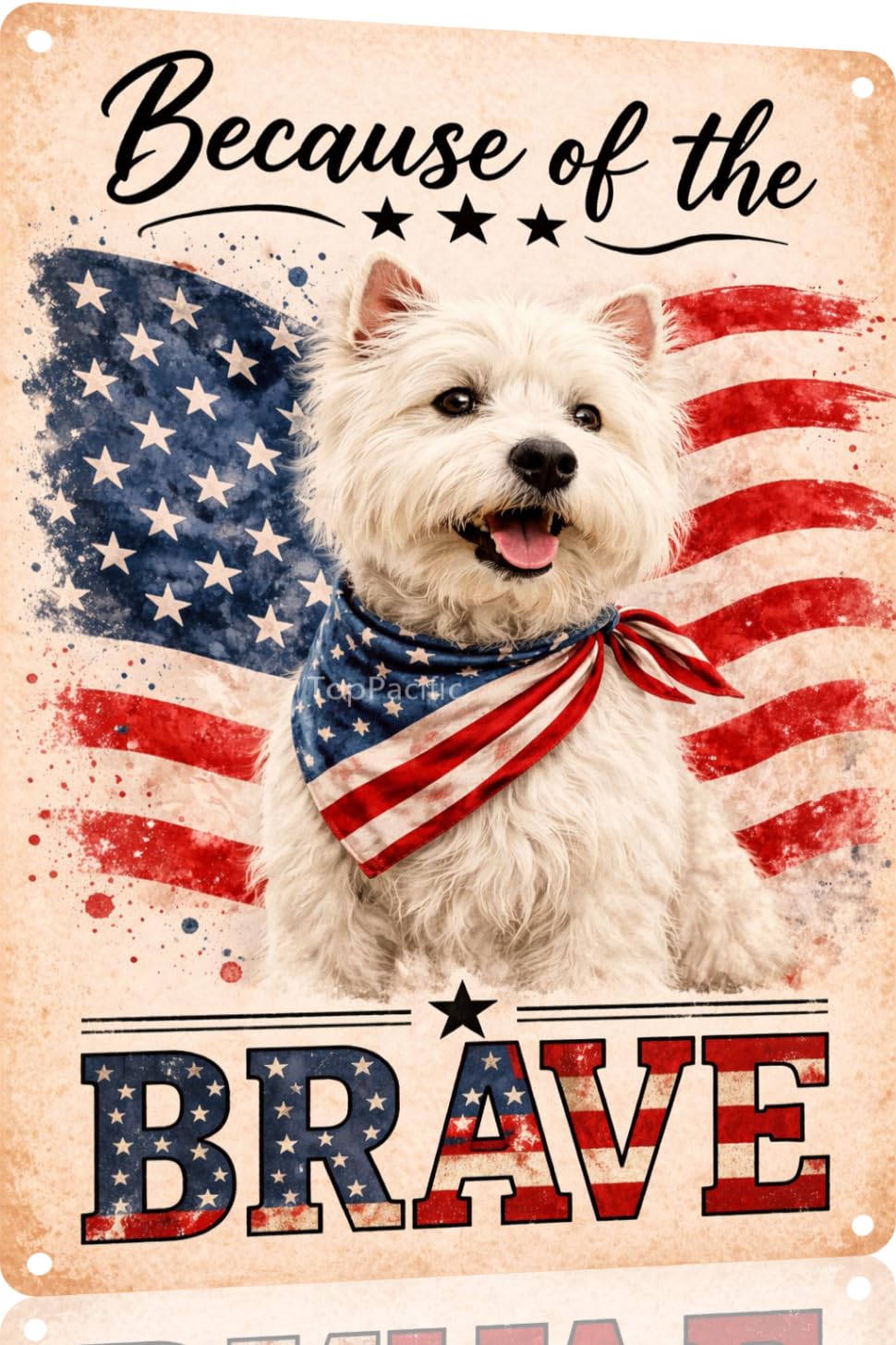 Patriotic Brittany-Spaniel Funny Tin Sign 12x8 Inch Vintage Metal Wall 4th of July Independence Day Art Retro Humor for Bathroom Kitchen Bedroom Room Home Gift Decoration(58978)