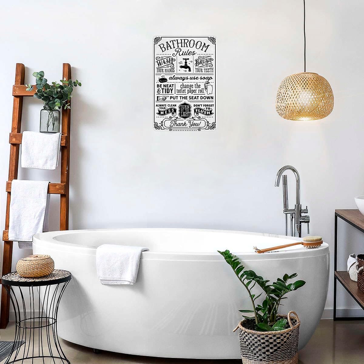 Crazysign Funny Bathroom Toilet Decor Sign Bathroom Rules Quotes Wall Art Vintage Tin Sign 8x12 Inches (3092)