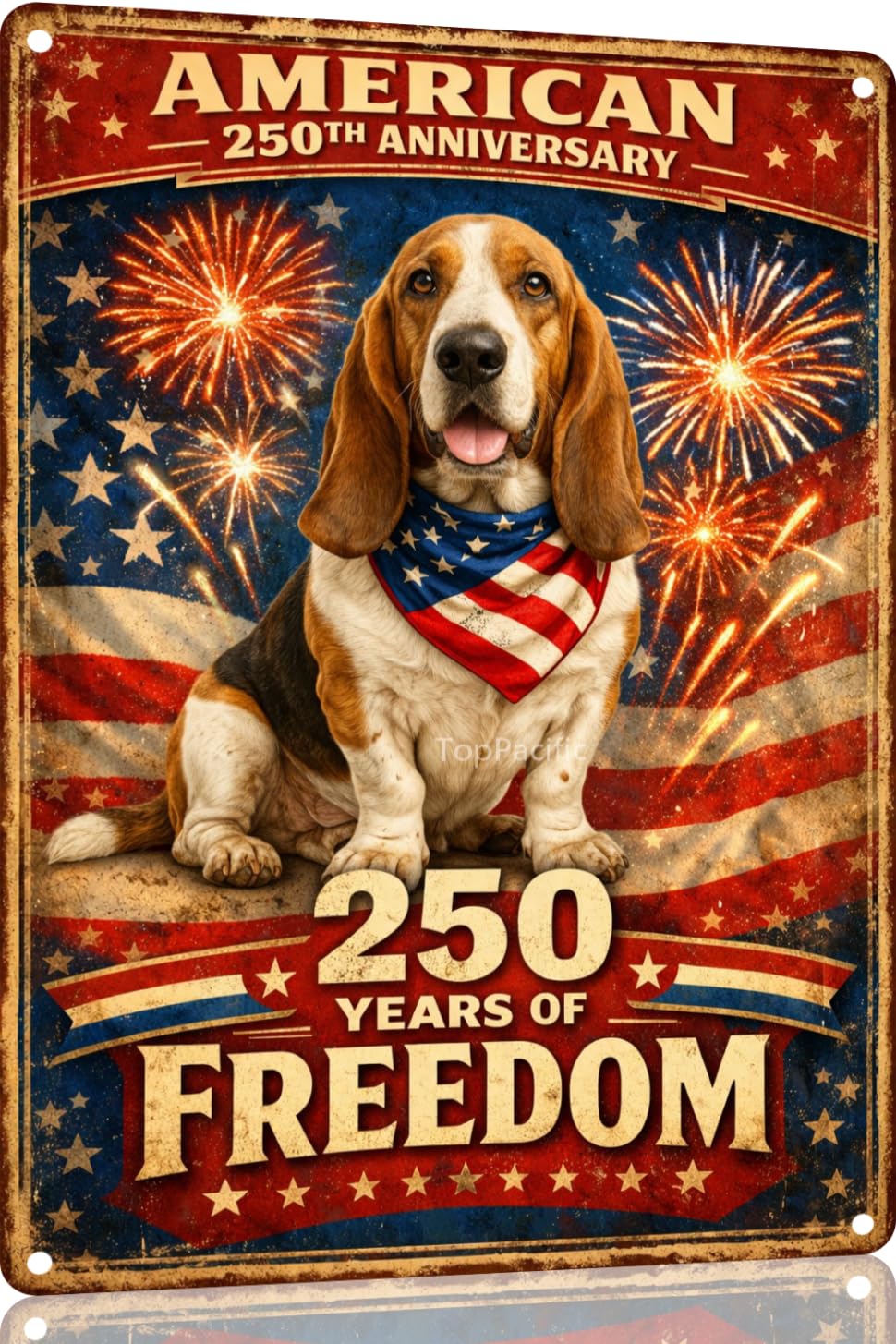 American 250th Anniversary Border Collie Funny Tin Sign 12x8 Inch Independence Day Vintage Metal Wall Art Retro Humor for Kitchen Bedroom Room Home Gift Decoration(59342)