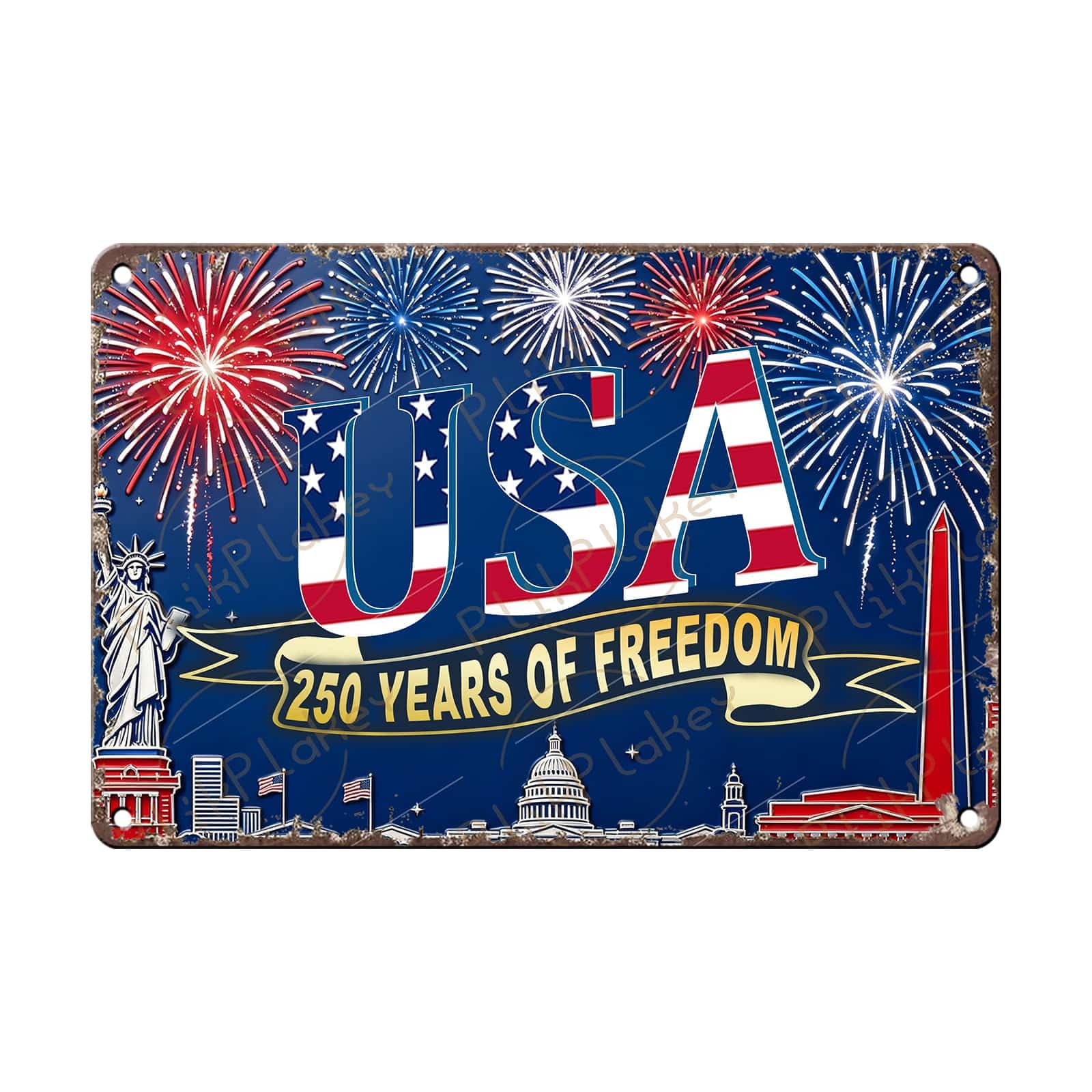 Patriotic 4th of July Tin Sign Happy Independence Day Popsicle Wall Art Vintage Retro Home Decor for Bar Living Room Bedroom Cafe Decoration 12x8 Inch