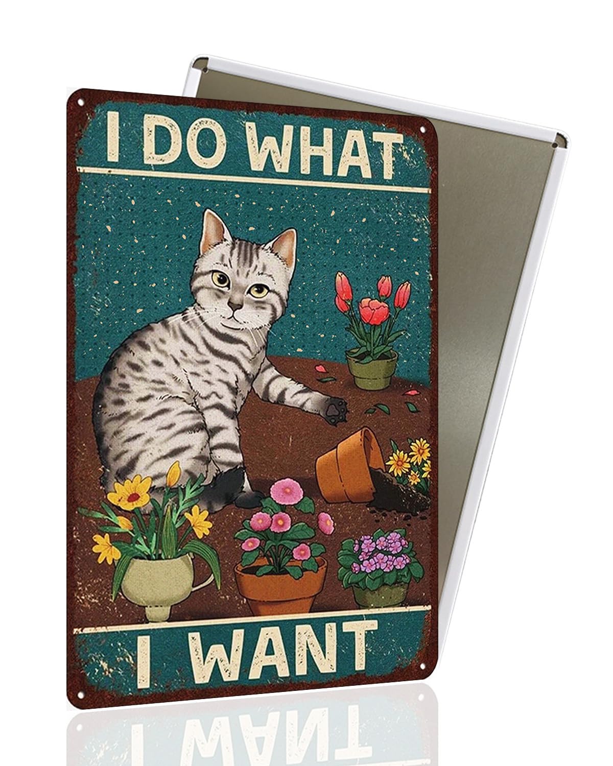 Vintage Black Cat Metal Sign, That's What I Do I Bake And I Know Things Funny Cat Sign Wall Decor for Bedroom Bathroom Retro Metal Tin Sign, Metal Cat Sign Home Decor For Cat Lovers 8x12â€³