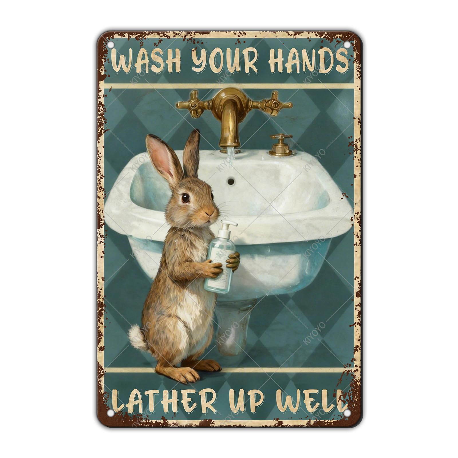 Funny Bear Metal Tin Sign Black and White Bathroom Vintage Bathroom Signs Restroom Wall Decor 12x8 Inch