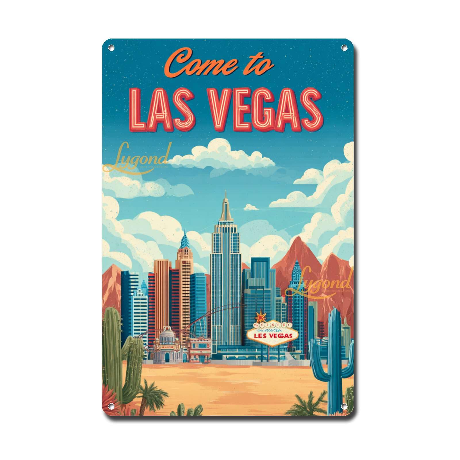Lygond Metal Sign Tin Sign Vintage Wall Art Come to Chicago Travel Greenhouse Decor for Gift 8×12 Inches