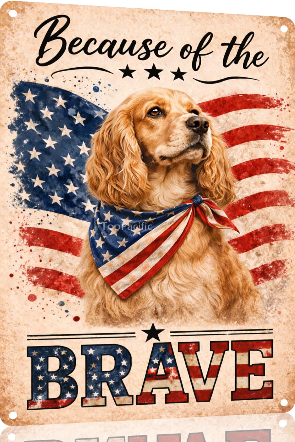 Patriotic Brittany-Spaniel Funny Tin Sign 12x8 Inch Vintage Metal Wall 4th of July Independence Day Art Retro Humor for Bathroom Kitchen Bedroom Room Home Gift Decoration(58978)