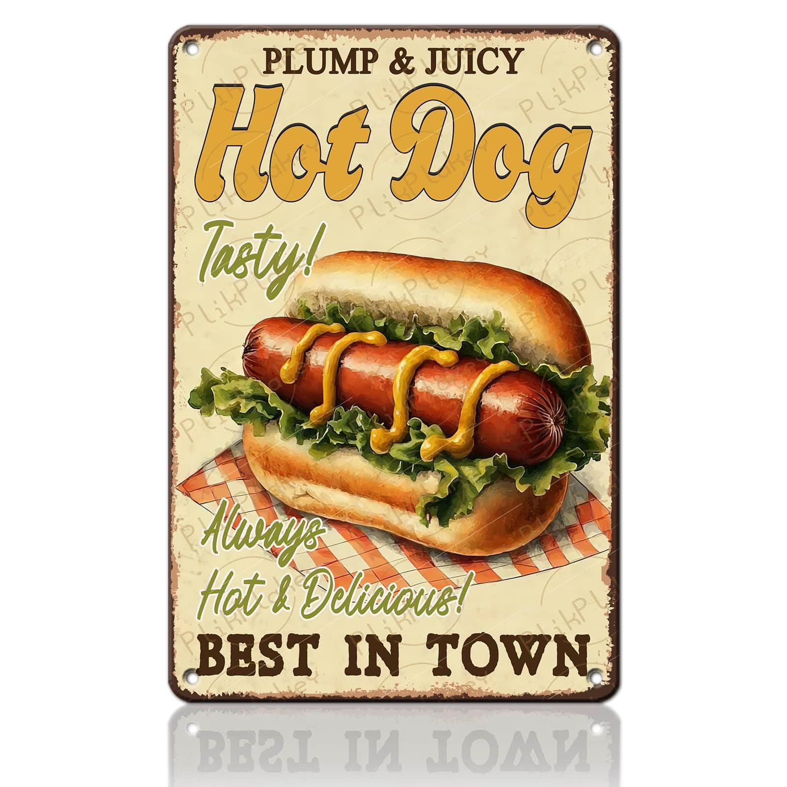 Best in Town Beef Hamburgers Retro Metal Tin Sign Vintage Wall Decor Bar Fast Food Shop Restaurant Kitchen Snack Truck Pub Coffee Home Poster 12x8 Inch