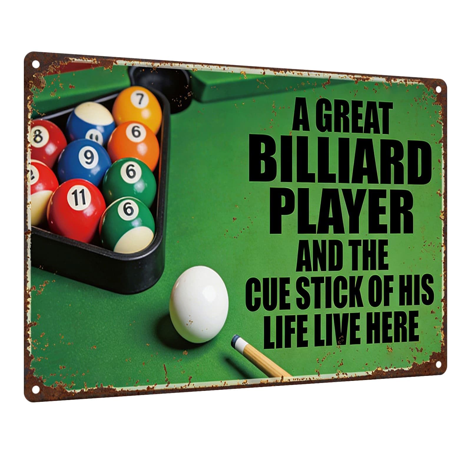 Billiards Metal Sign Less Talk More Chalk Billiards Vintage Art Wall Decor Funny Pool Decor for Man Cave Game Room Bar Garage Billiard Room 8x12 Inch
