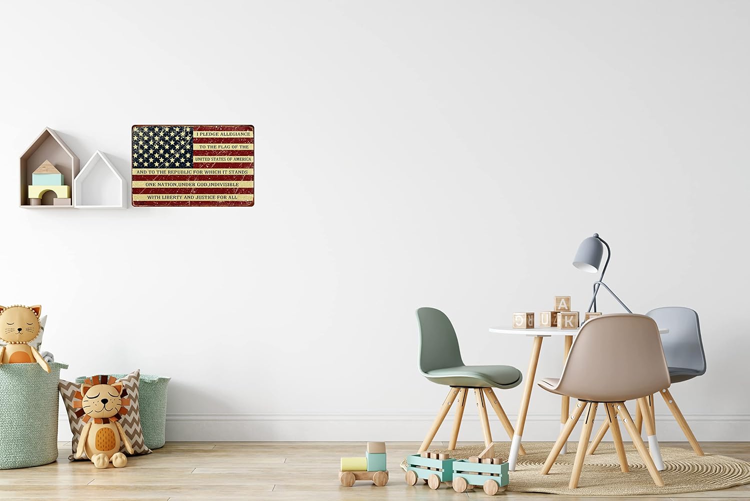 Retro Metal Sign Vintage Tin Sign I Pledge Allegiance to The Flag of The United States of America Sign for Plaque Poster Cafe Bar Wall Art Sign Gift 8 X 12 in