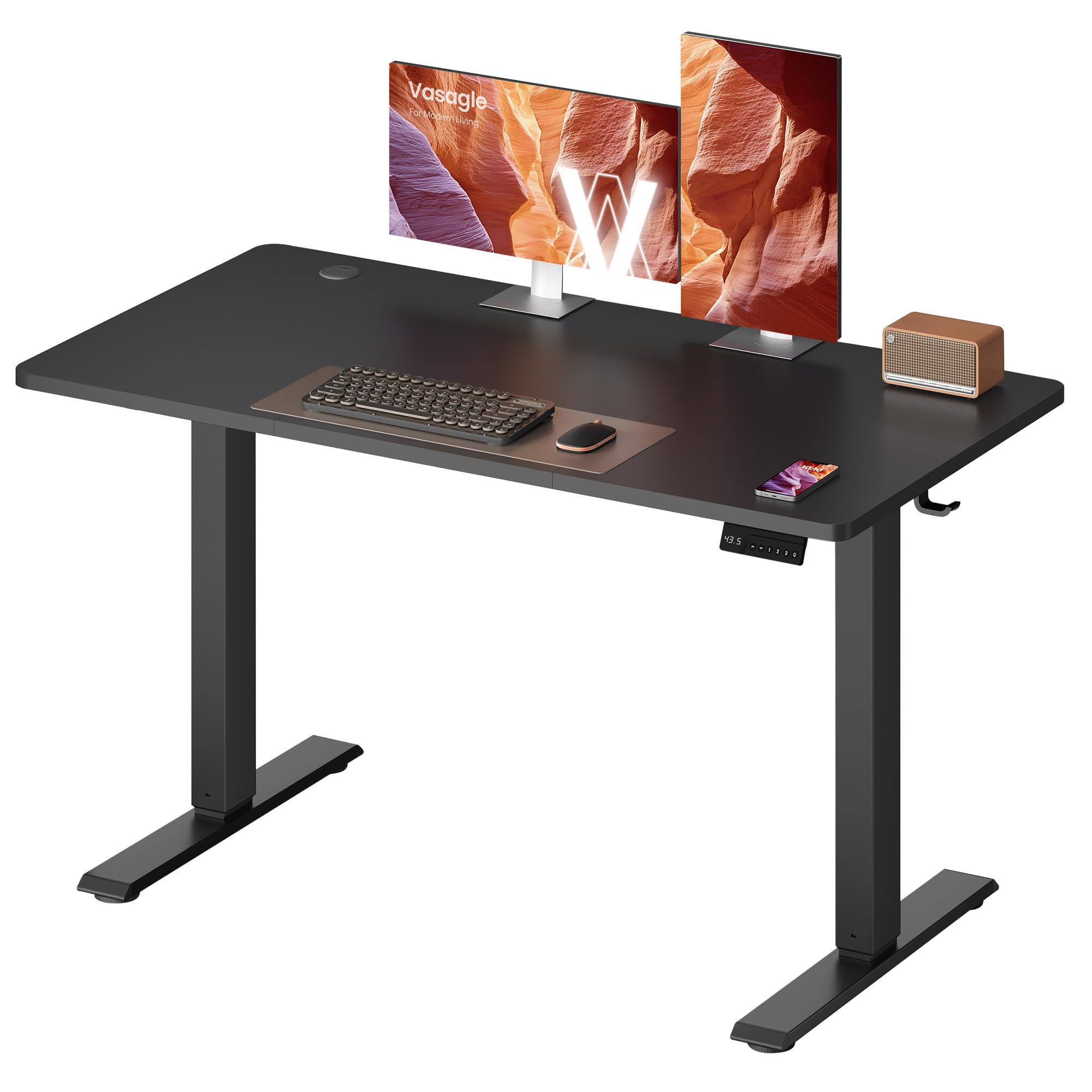 VASAGLE Electric Standing Desk, 55.1 x 27.6 Inches Height Adjustable Desk, Sedentary Reminder, 4 Memory Heights, for Home Office, Rustic Brown ULSD315KD020S