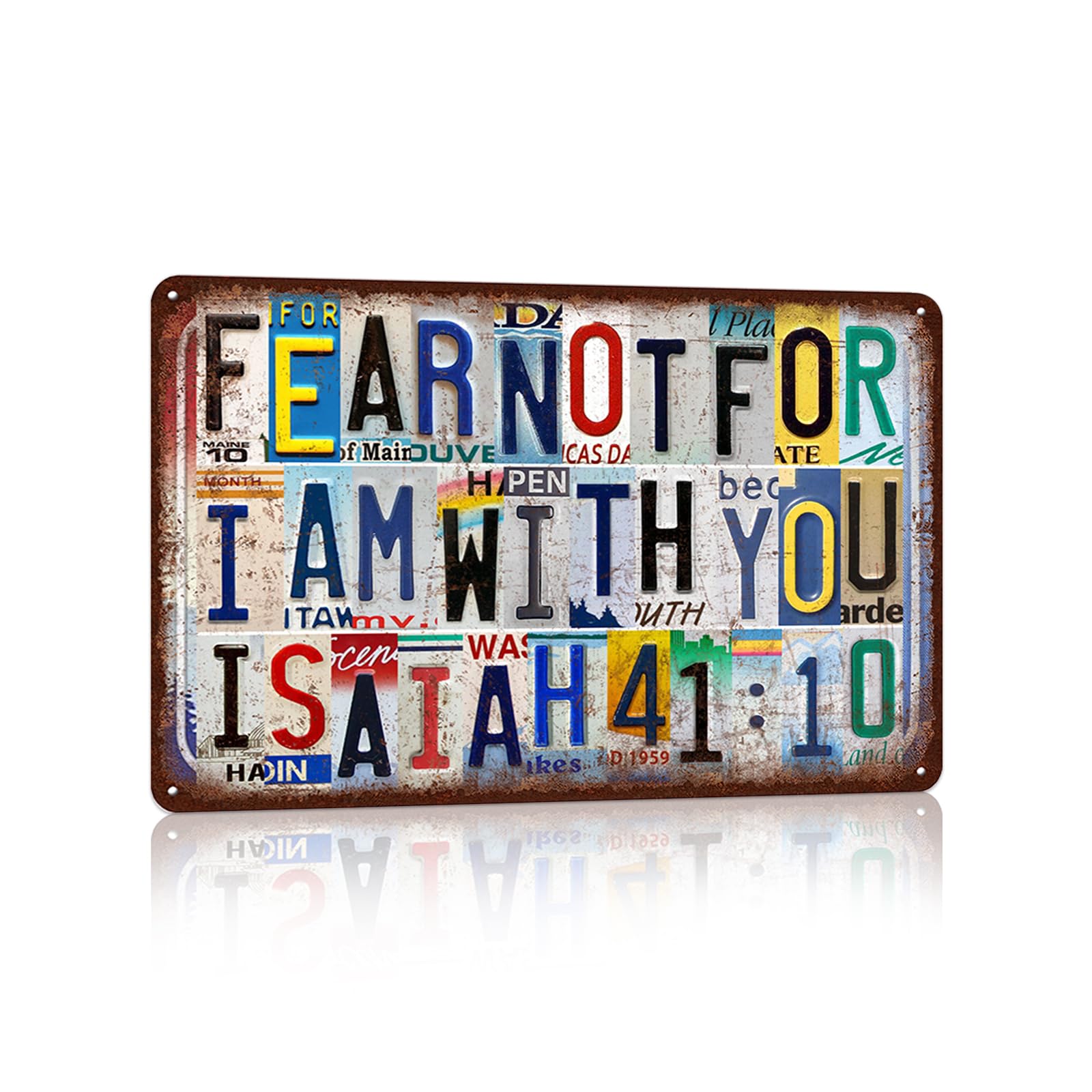 Vintage God Is Within You Wall Decor Biblical Quotation Metal Tin Signs for Bedroom Office Prayer Room,12x8 inch