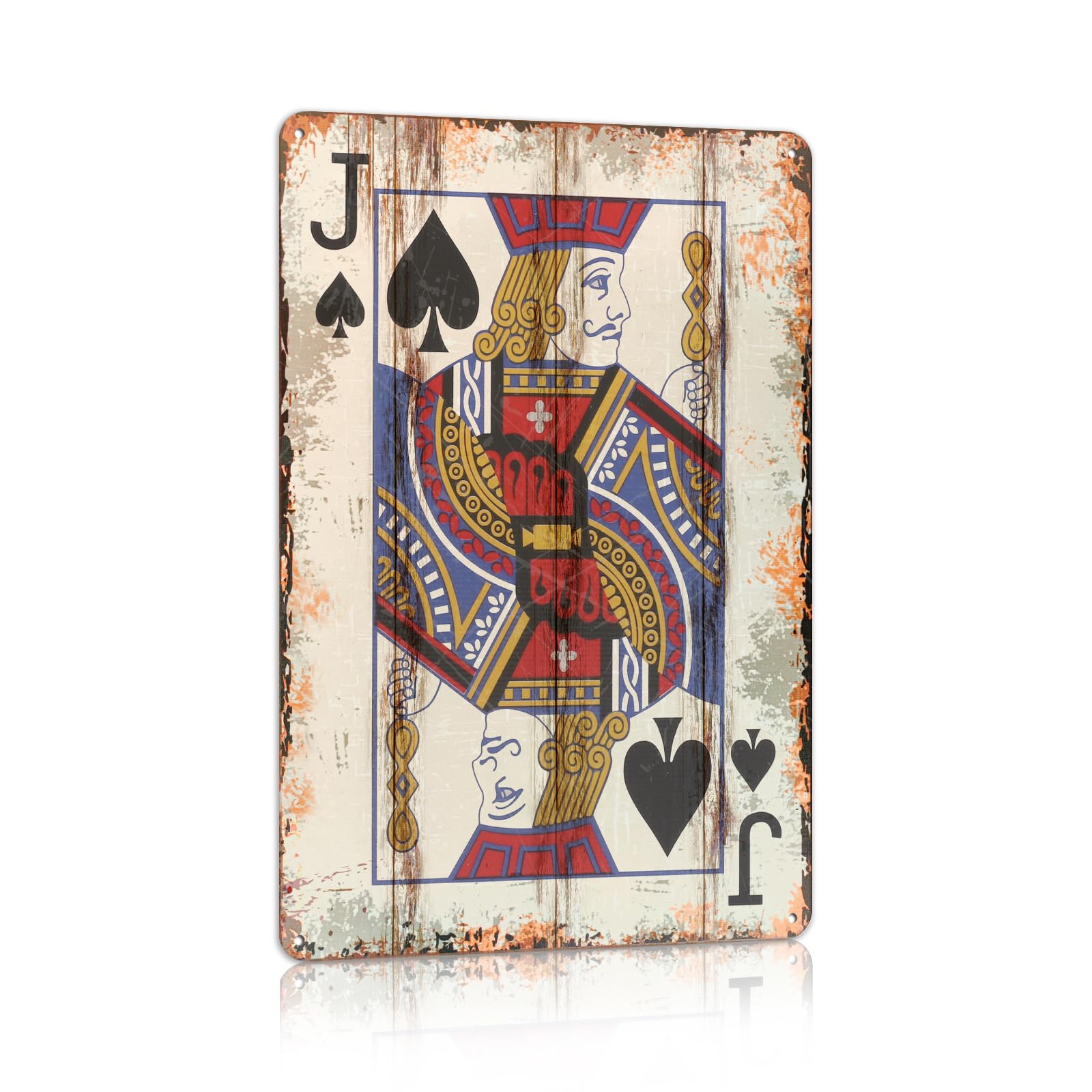 Vintage Poker Metal Sign Red Joker Tin Sign Playing Card Wall Sign Man Cave Home Wall Decor 12 x 8 Inch