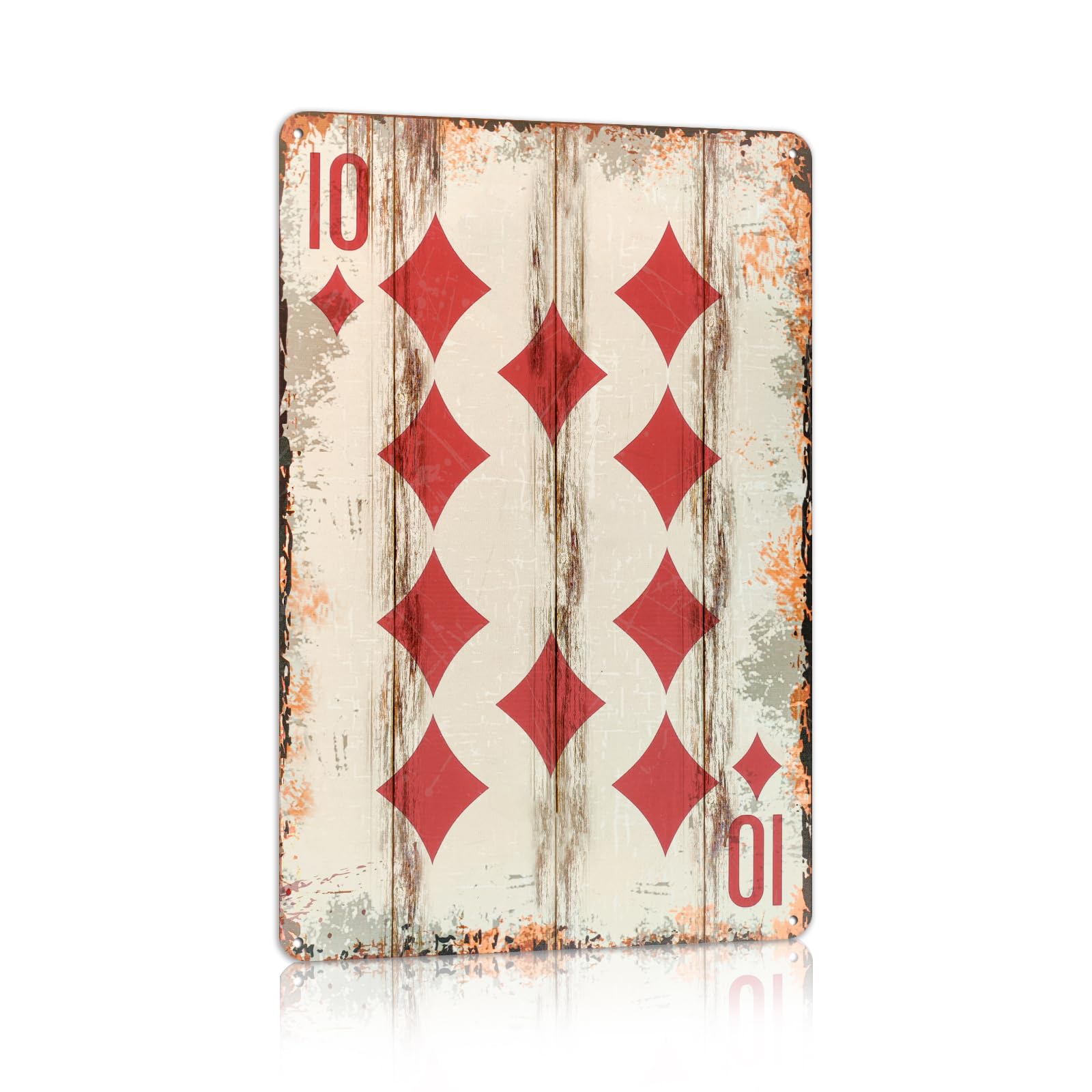 Vintage Poker Metal Sign Red Joker Tin Sign Playing Card Wall Sign Man Cave Home Wall Decor 12 x 8 Inch
