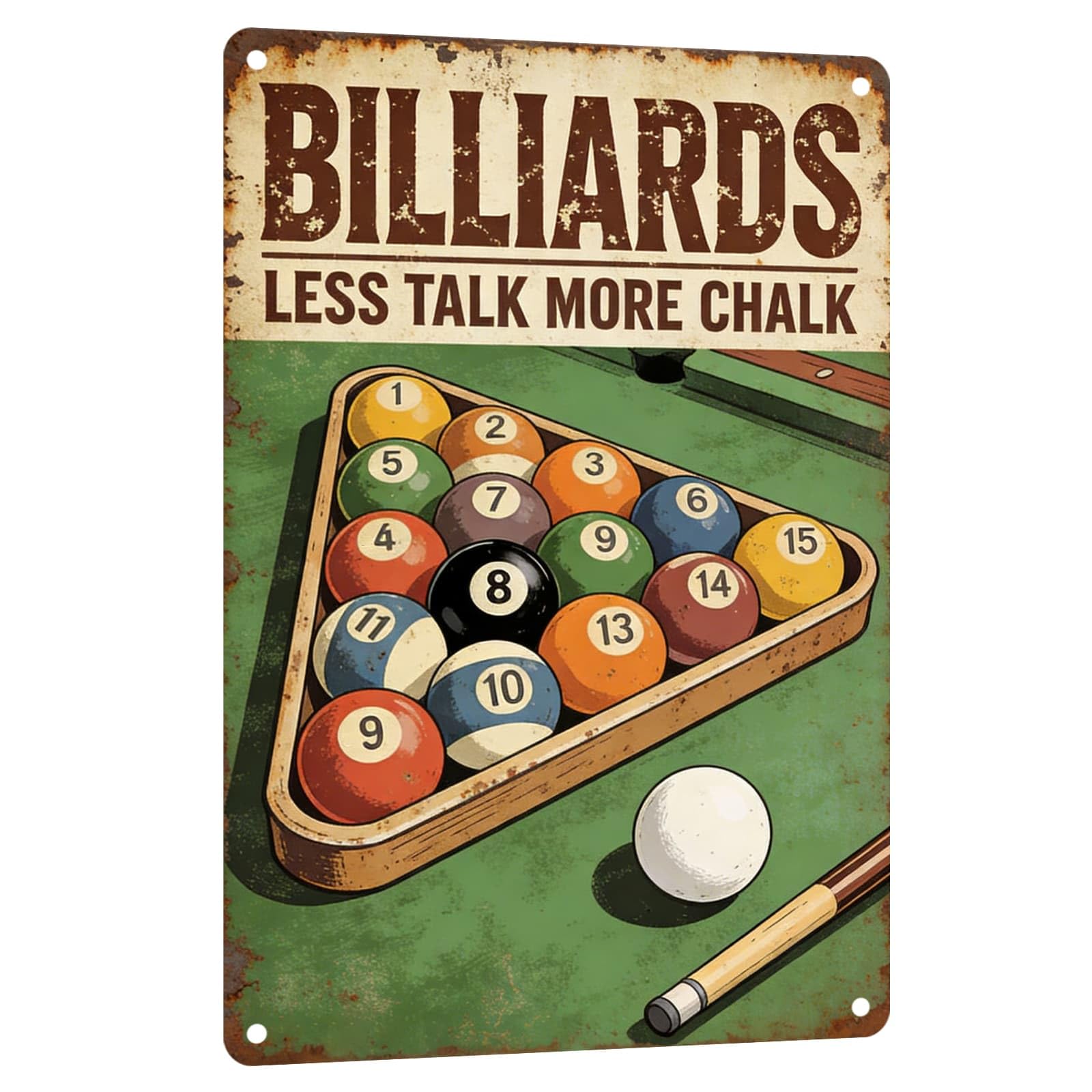 Billiards Metal Sign Less Talk More Chalk Billiards Vintage Art Wall Decor Funny Pool Decor for Man Cave Game Room Bar Garage Billiard Room 8x12 Inch