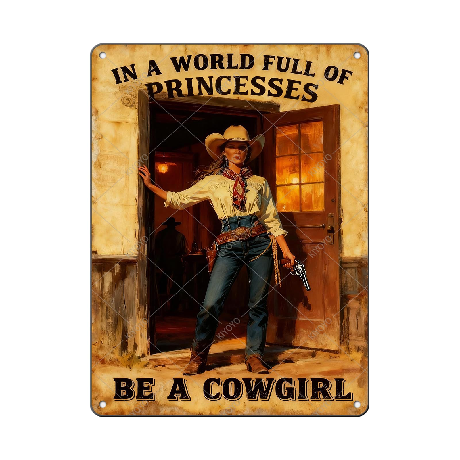 Vintage Metal Tin Sign You Don't Stop Riding When You Get Old Retro Wall Art Decor Woman Riding Horse Under Moon 12x8 Inch