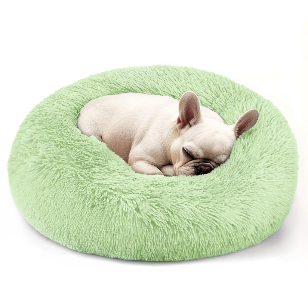 Hoewina Dog & Cat Bed for Indoor Cats, 20in Calming Donut Bed for Puppy and Kitten, Washable Round Fluffy Pet Bed for Small Medium Dogs and Cats (Light Grey)