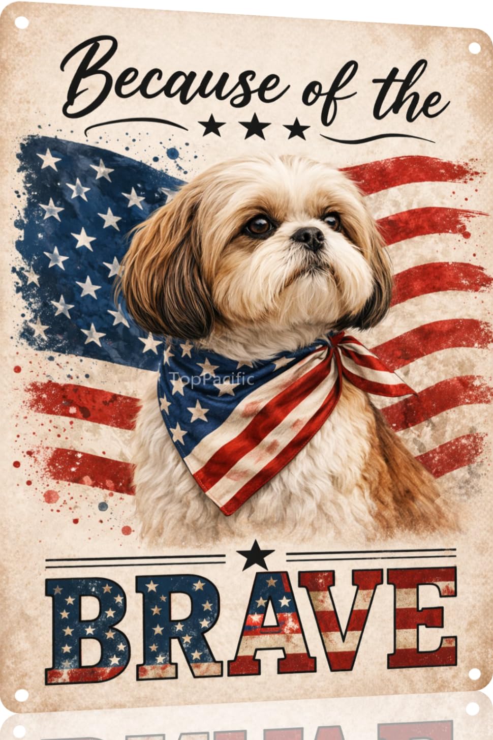 Patriotic Brittany-Spaniel Funny Tin Sign 12x8 Inch Vintage Metal Wall 4th of July Independence Day Art Retro Humor for Bathroom Kitchen Bedroom Room Home Gift Decoration(58978)