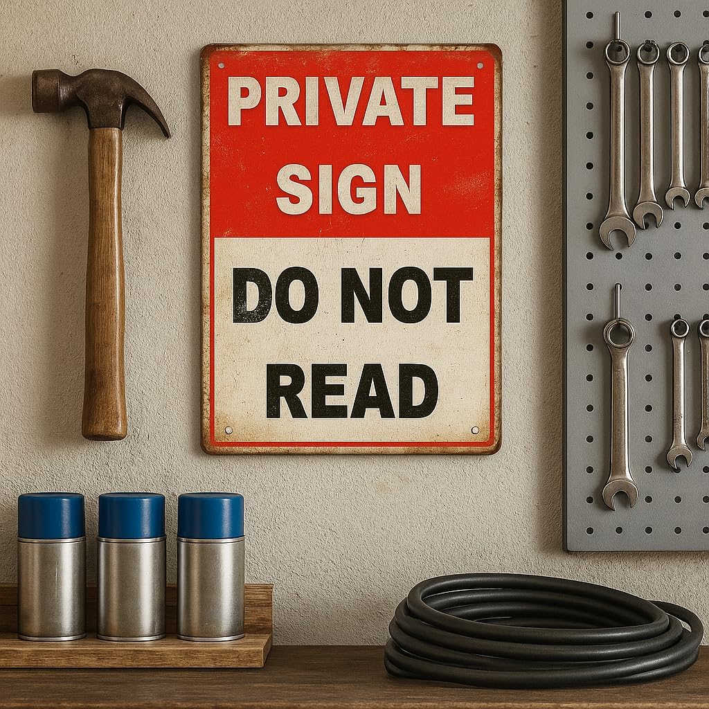 Funny PRIVATE SIGN DO NOT READ Tin Sign – 12x8 Inch Vintage Metal Wall Decor for Bedroom, Office, Man Cave, Dorm or Bar (NOread)