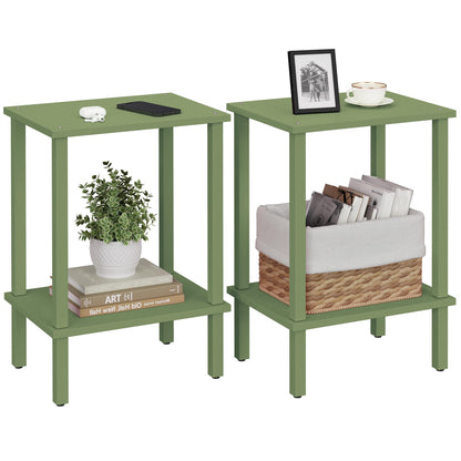TUTOTAK End Table, Set of 2, Side Table, Nightstand, 2-Tier Storage Shelf, Sofa Table for Small Space, Living Room, Bed Room TB01BK035