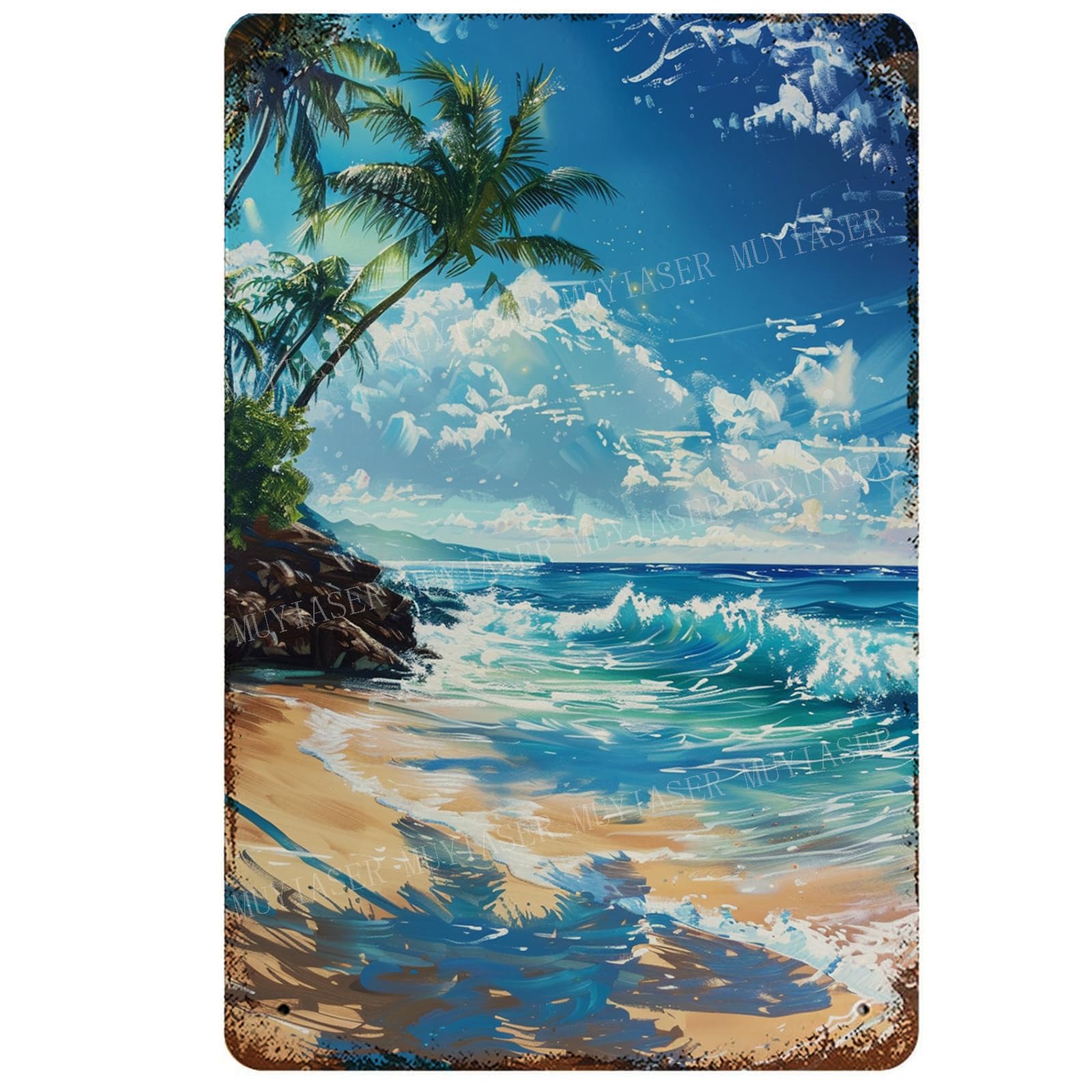 Metal Signs Vintage Beach Decor Retro Aluminum Tin Sign for Beach Kitchen Office Home Bar Cafe Decor 8x12 Inch