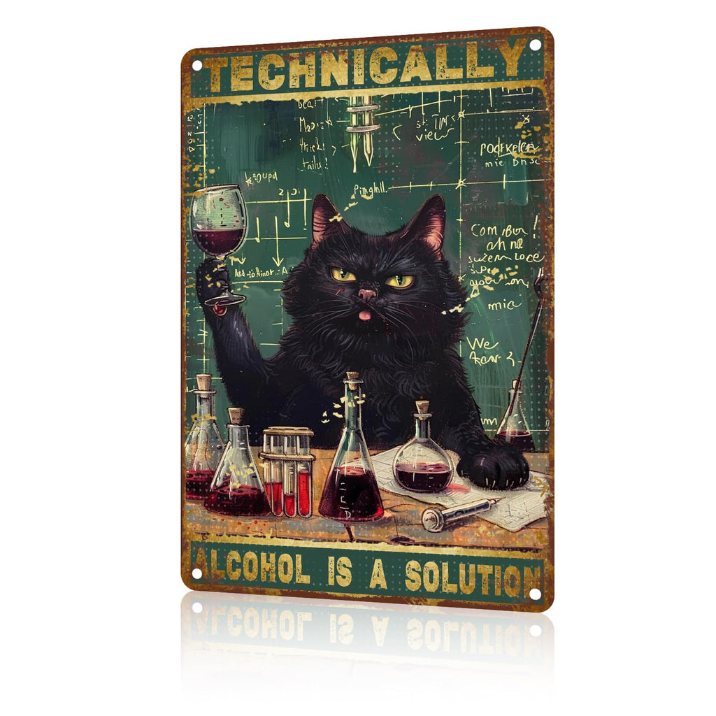 Cat Metal Tin Sign It's Fine I'm Fine Retro Wall Art Decor Funny Signs Bar Pub Club Indoor Home Gifts 8x12 inch