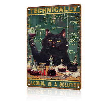 Cat Metal Tin Sign It's Fine I'm Fine Retro Wall Art Decor Funny Signs Bar Pub Club Indoor Home Gifts 8x12 inch