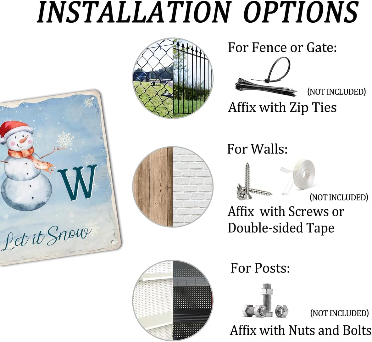 Let It Snow Metal Tin Sign Christmas Theme Vintage Art Poster Winter Snowman Wall Decor for Home Kitchen Cafe Bar Shop Farmhouse Retro Plaque 8x12 Inch