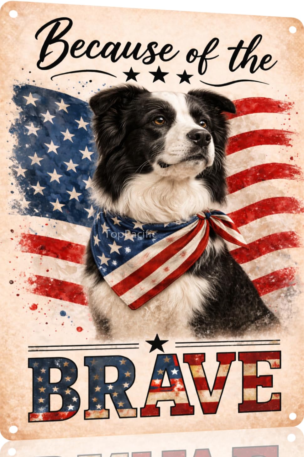 Patriotic Brittany-Spaniel Funny Tin Sign 12x8 Inch Vintage Metal Wall 4th of July Independence Day Art Retro Humor for Bathroom Kitchen Bedroom Room Home Gift Decoration(58978)
