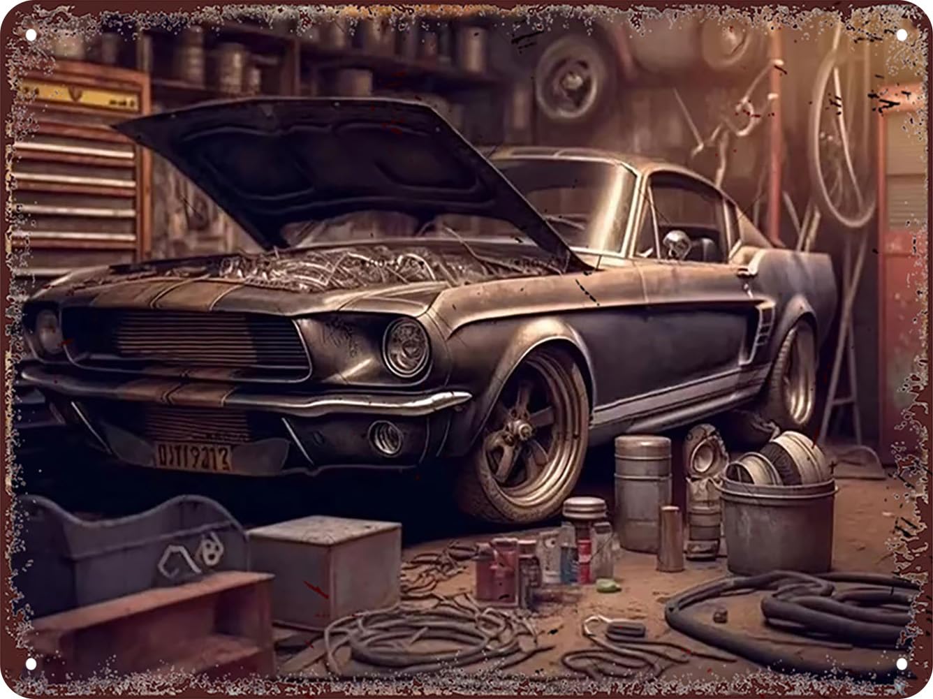 Vintage Racing Metal Sign, Retro Garage Tin Sign, Car Lover Gift,Wall Decor for Bar, Cafes Pubs,Outdoor Patio Man Cave,Cars Room, 8x12 Inches (Garage-04)