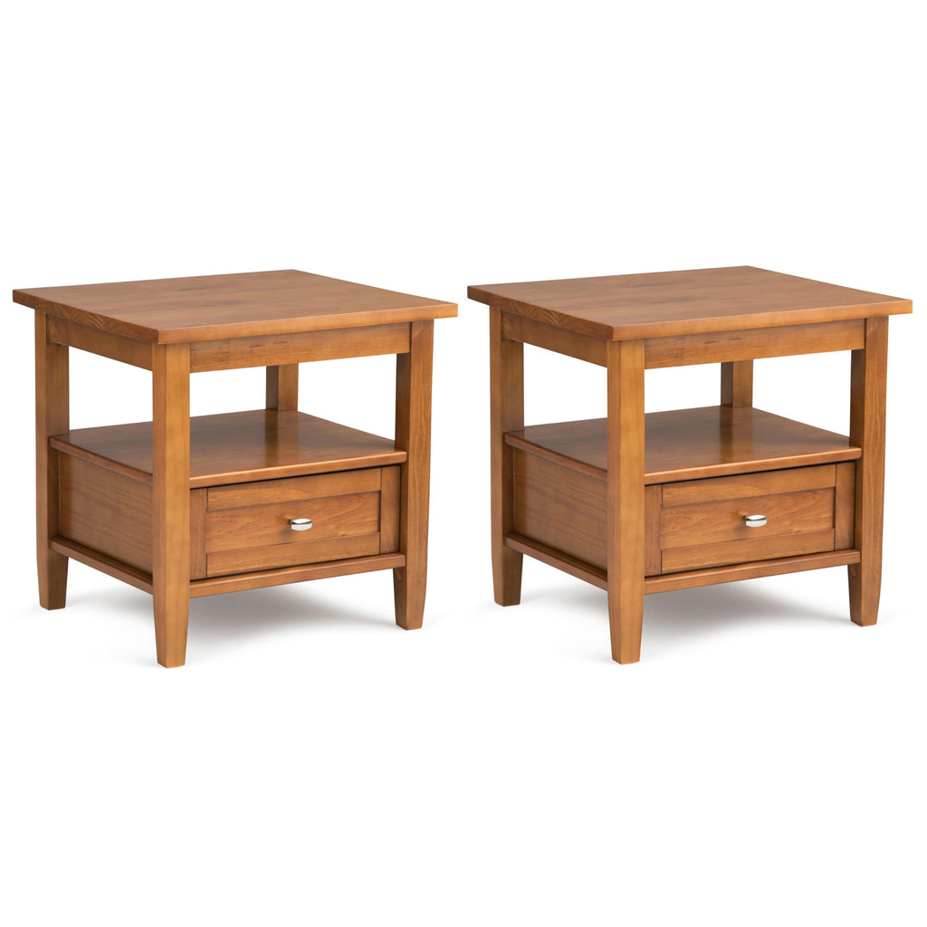 SIMPLIHOME Warm Shaker Solid Wood 20 inch Wide Rectangle Transitional End Side Table in Light Golden Brown for the Living Room and Bedroom