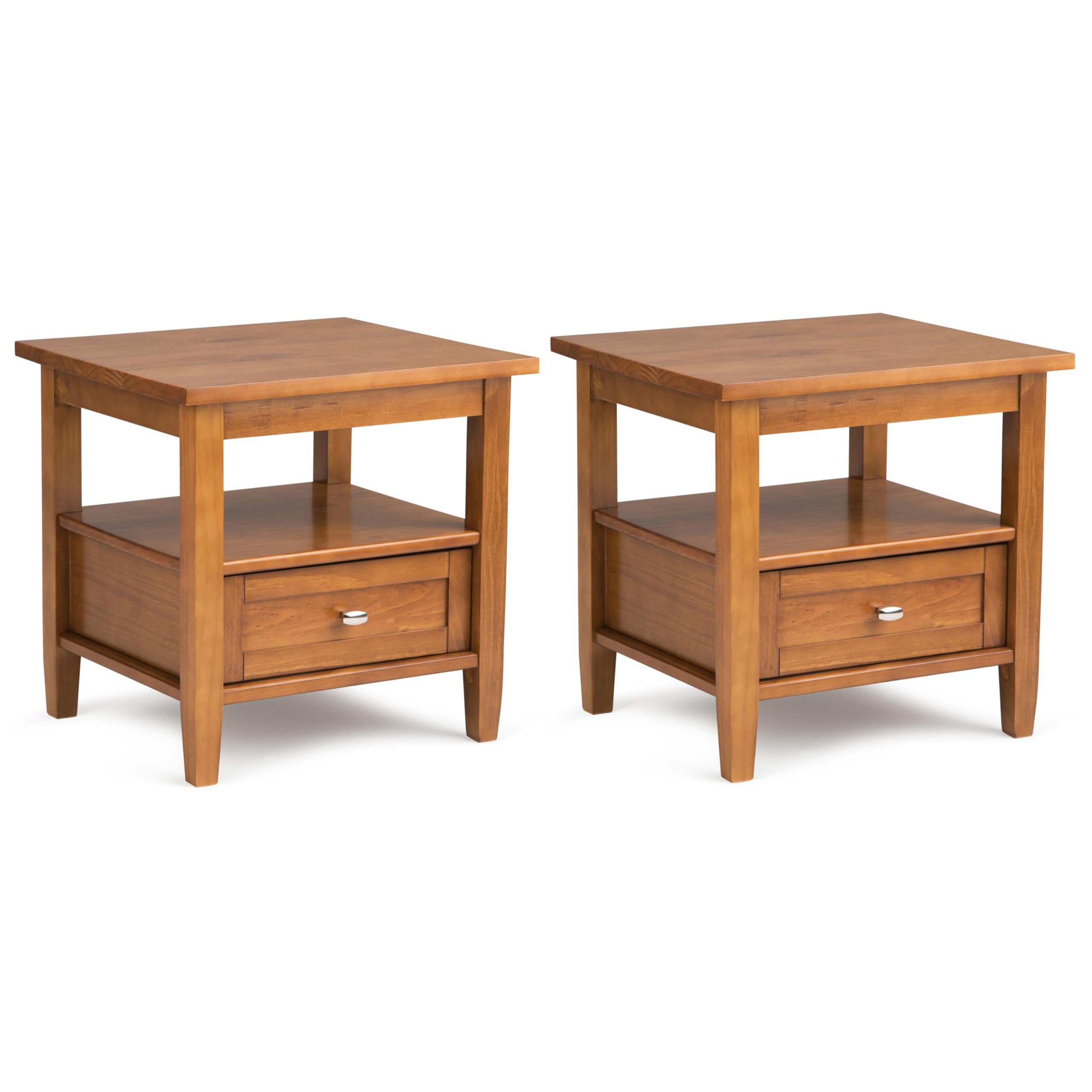 SIMPLIHOME Warm Shaker Solid Wood 20 inch Wide Rectangle Transitional End Side Table in Light Golden Brown for the Living Room and Bedroom