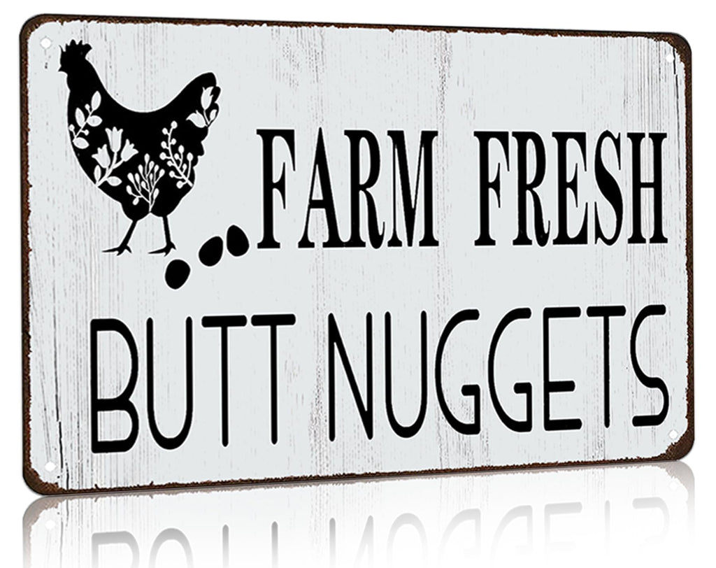 Smilelife Funny Gifts for Women Chicken Lovers Farm Enthusiasts An Old Rooster And A Cute Chick Live Here Chicken Tin Sign for Chicken Coop Farm Kitchen Garden Yard Decor 8 X 12 Inch (3821)