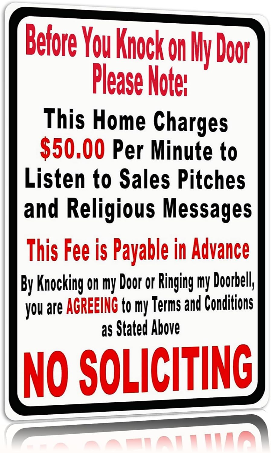 Before You Knock On My Door Sign No Soliciting Funny Metal Tin Sign 8 x 12 Inch
