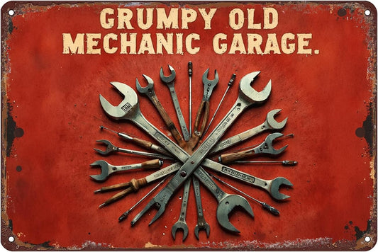 Garage Tools Tin Sign Wall Decor - 12x8 Inch Tin Vintage Industrial Wall Art for Garage, Auto Repair Shop, Workshop, Man Cave Decor Gift for Mechanics