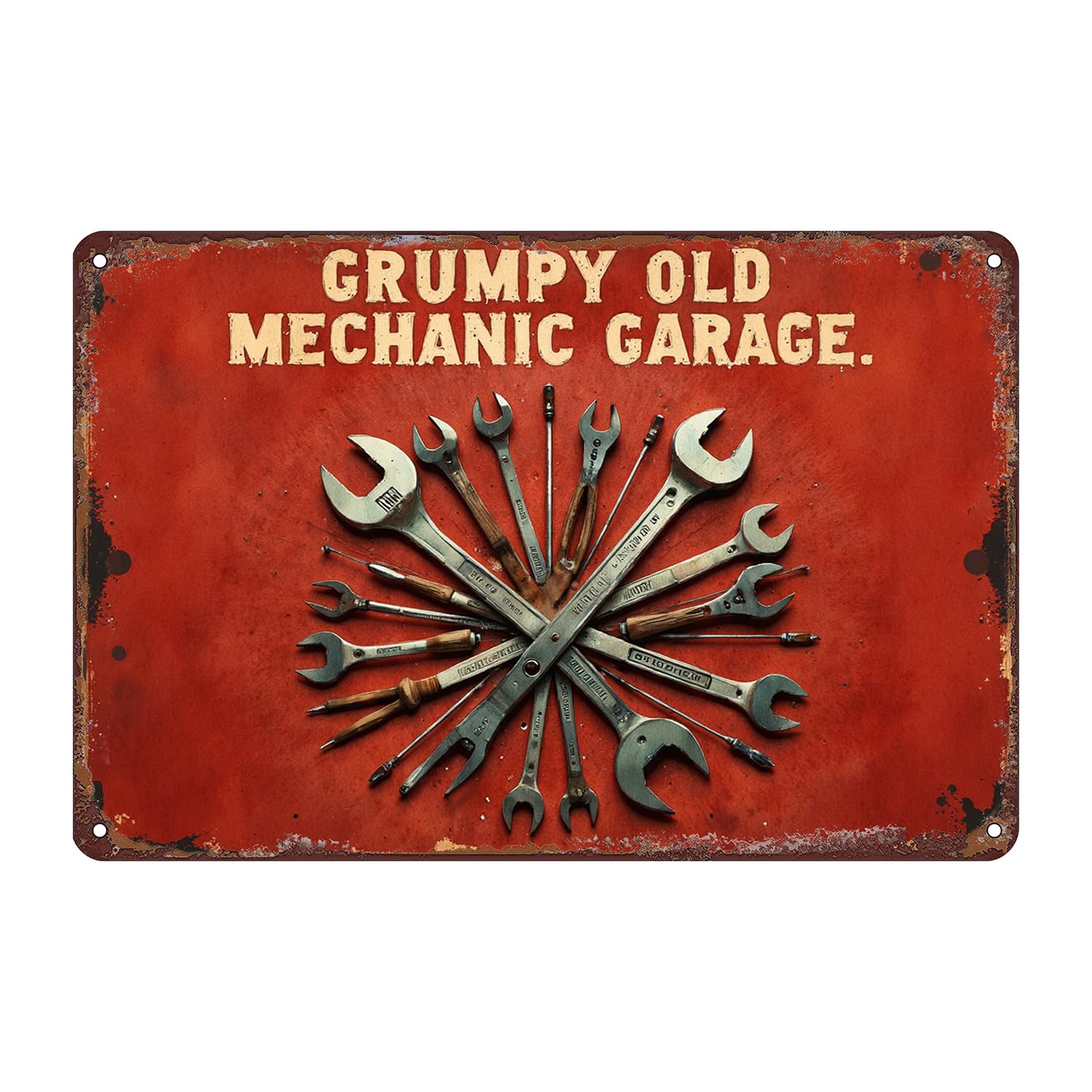 Garage Tools Tin Sign Wall Decor - 12x8 Inch Tin Vintage Industrial Wall Art for Garage, Auto Repair Shop, Workshop, Man Cave Decor Gift for Mechanics