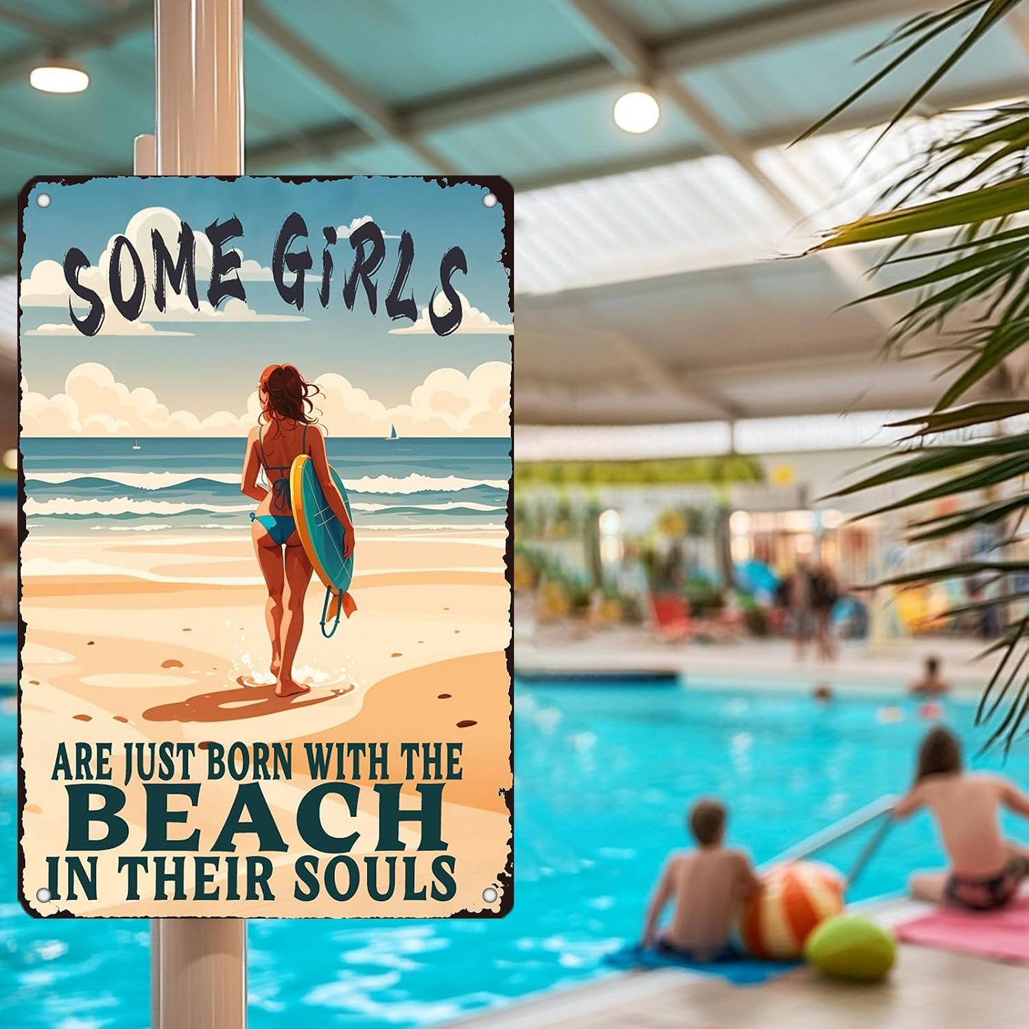 Beach Metal Sign Some Girls Are Just Born With The Beach In Their Souls Tin Sign Home Bar Pub 8x12 Inch Wall Decor
