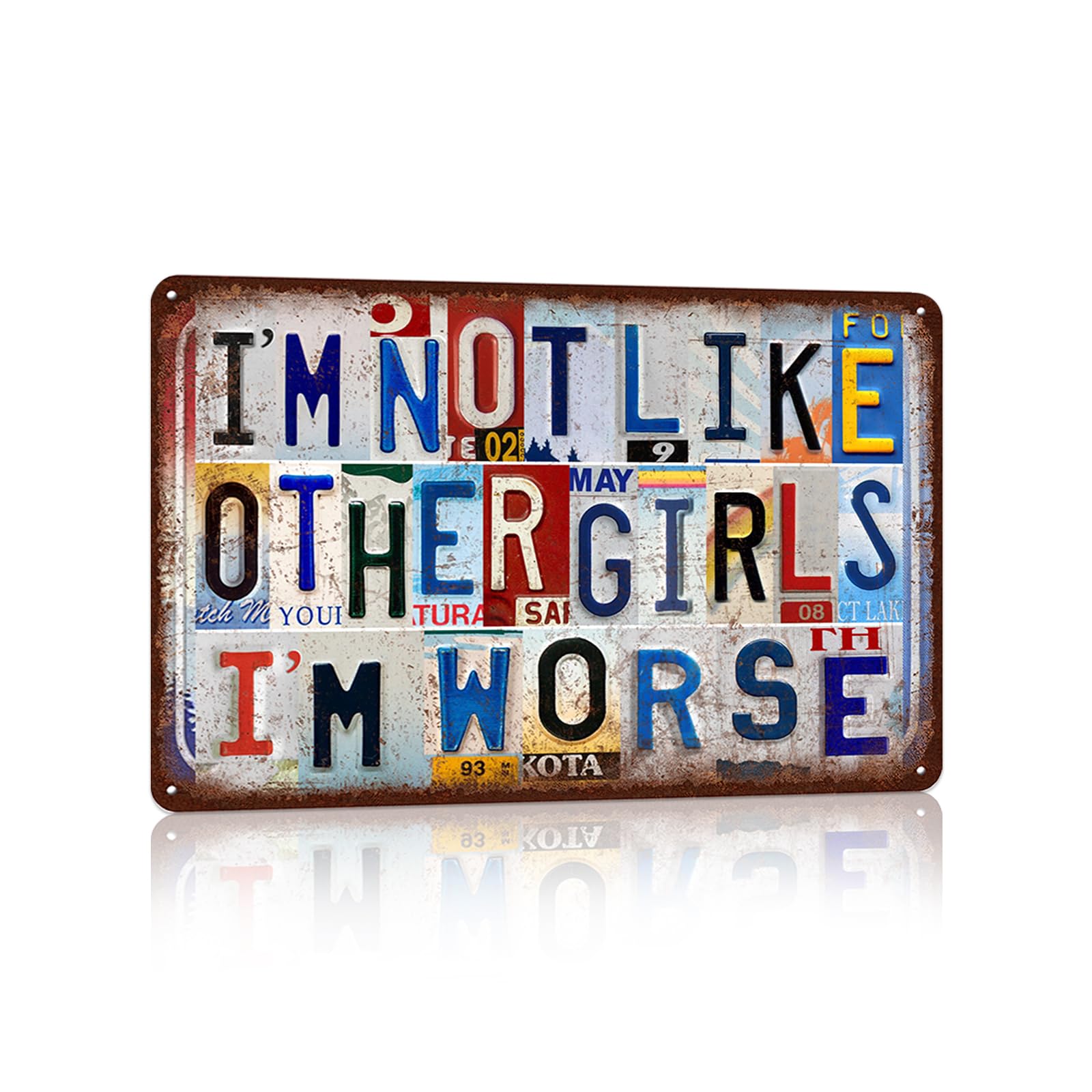 Vintage I'm a Mixture of Spoiled I'll Get It Myself Metal Tin Signs Funny Independent Woman Wall Decor Strong Female Office Bedroom Gift for Women Her Daughter Sister 12 x 8 Inches