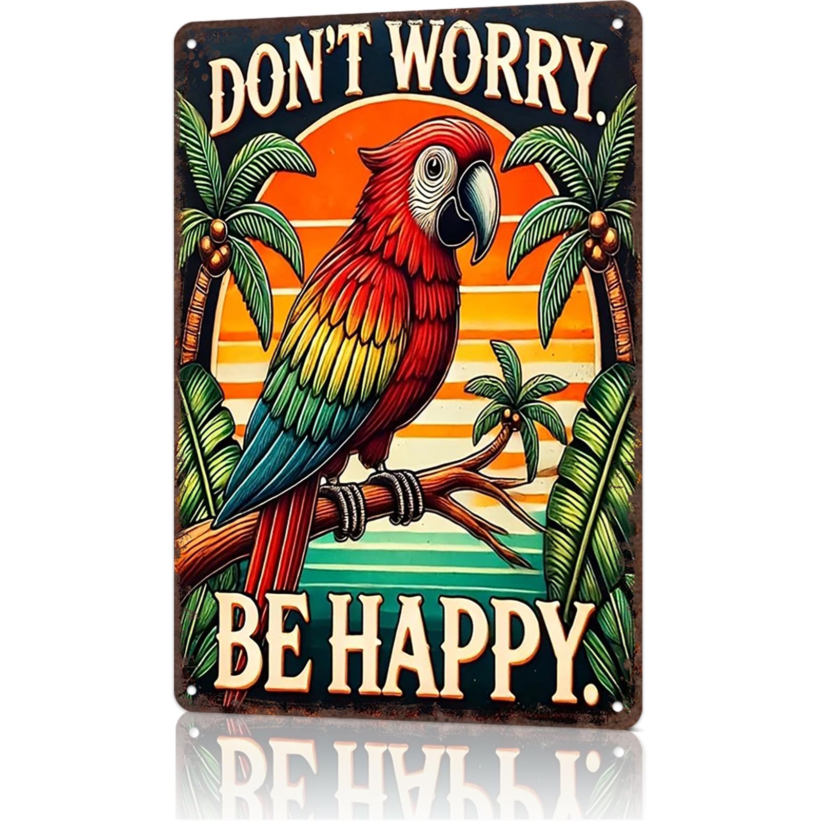 Funny Welcome To My Happy Place Metal Tin Sign, Vintage Rustic Wall Art Decor for Home Bedroom Porch Garden Farmhouse Decoration, 8 x 12 Inch