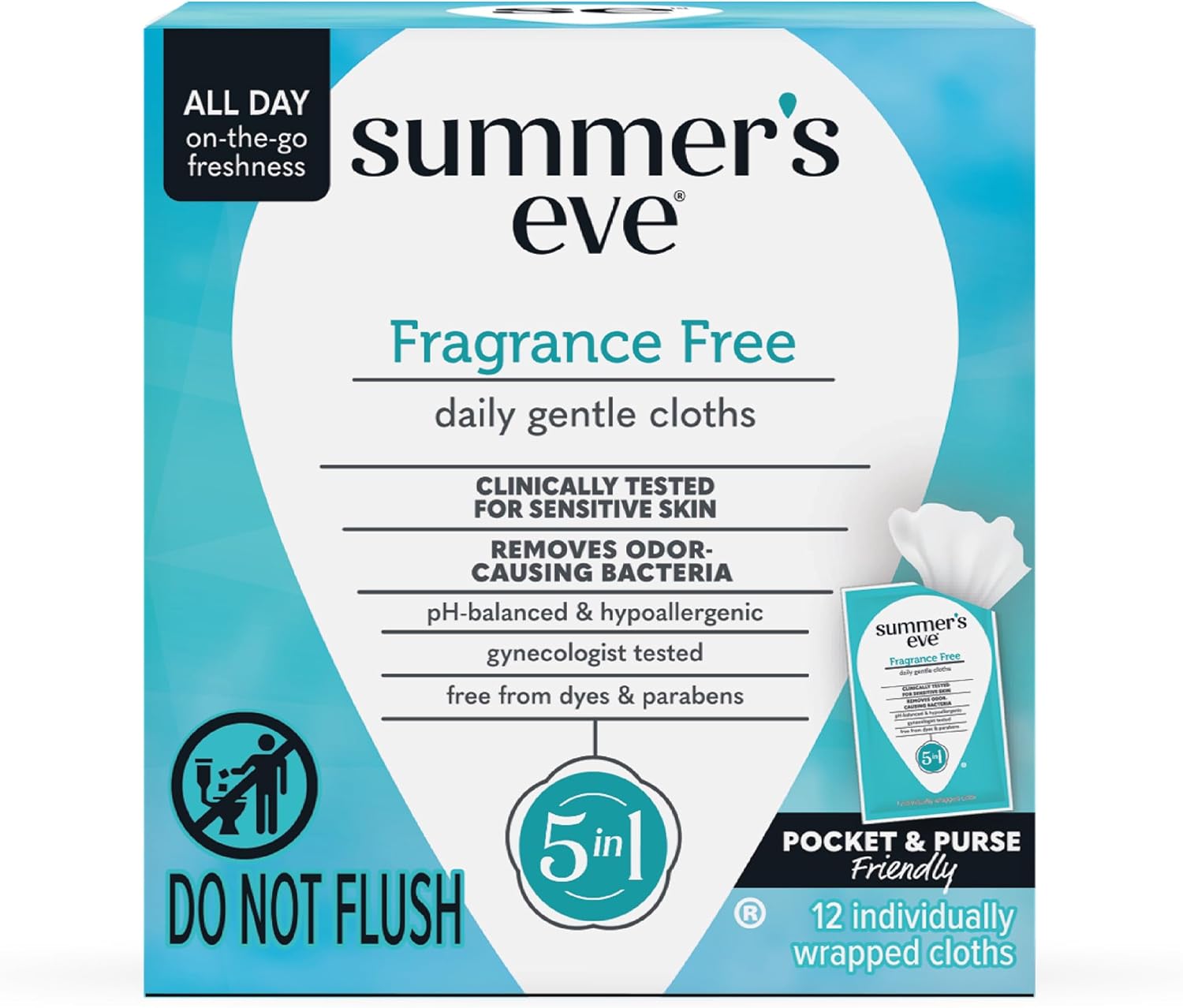 Summer's Eve Amber Nights Feminine Wipes, with Gentle pH-Balanced Formula Designed to Remove Odor, Individually Wrapped Wipes, 12 Count