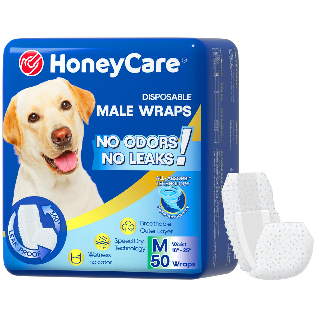 HONEY CARE All-Absorb A26 Male Dog Wrap, 50 Count, Small