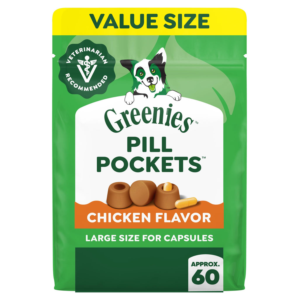 Greenies Pill Pockets for Dogs Large Size, Dog Treat Pouch for Capsule Medication, Peanut Butter Flavor, 15.8 oz. Pouch